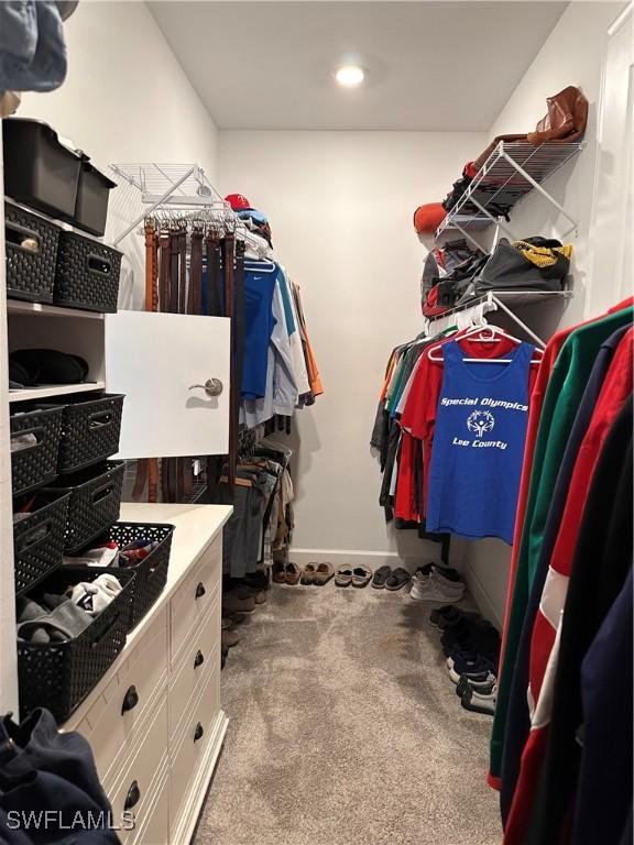 walk in closet featuring carpet