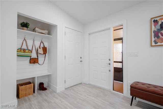 mudroom featuring light wood-type flooring