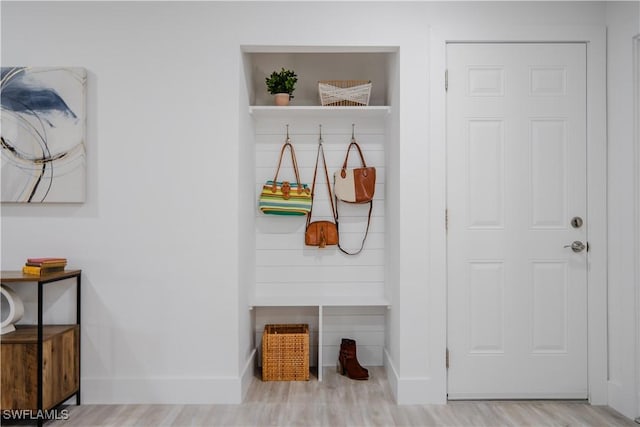 mudroom featuring light wood-type flooring