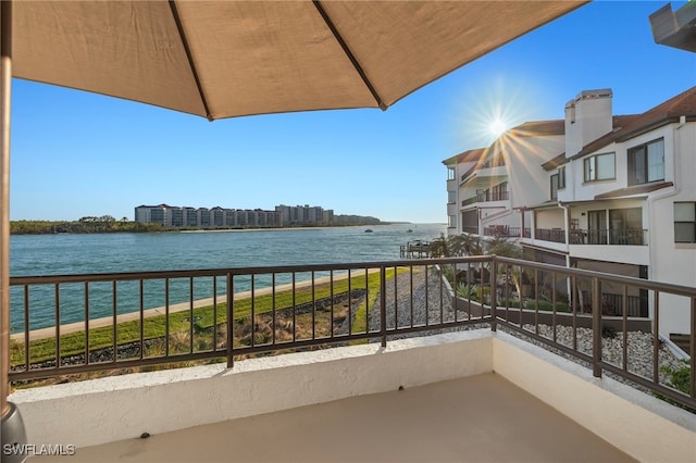 balcony with a water view