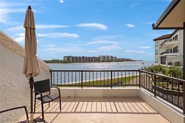 balcony with a water view