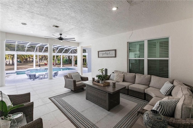 interior space featuring an outdoor hangout area and a lanai