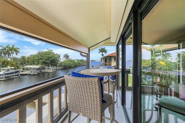 balcony with a water view