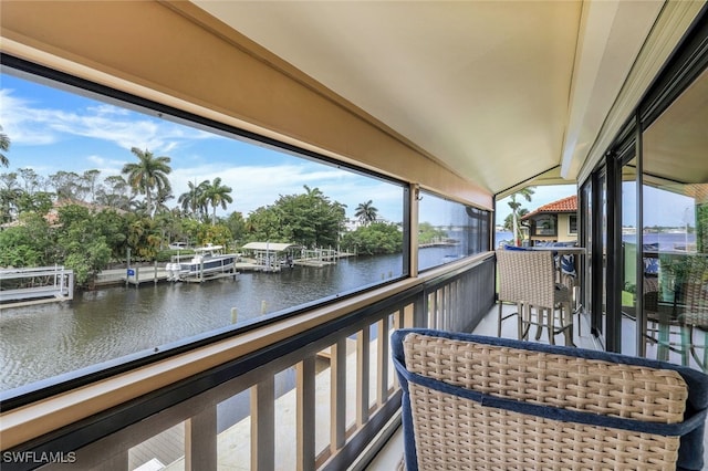 balcony with a water view