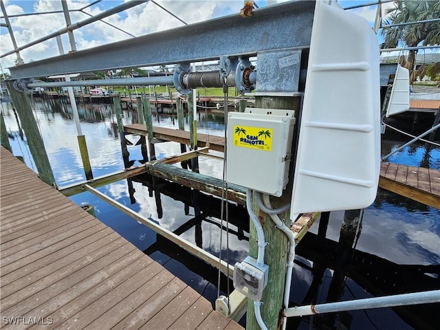 view of dock featuring a water view