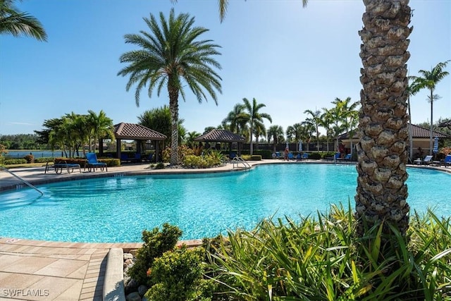 view of pool with a gazebo