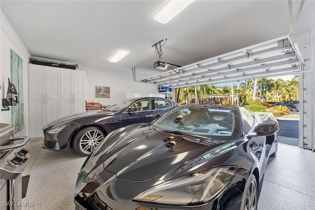 garage with a garage door opener