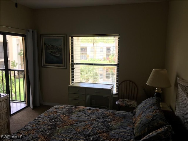 bedroom featuring carpet floors and multiple windows