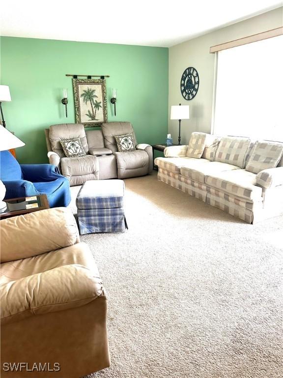 living room featuring carpet flooring