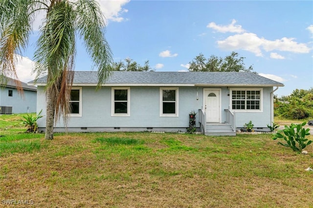 single story home with a front yard