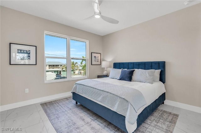 bedroom featuring ceiling fan