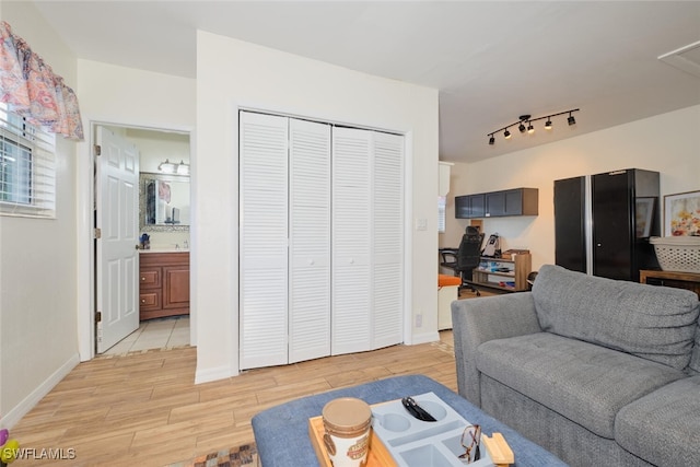 living room featuring light wood-type flooring