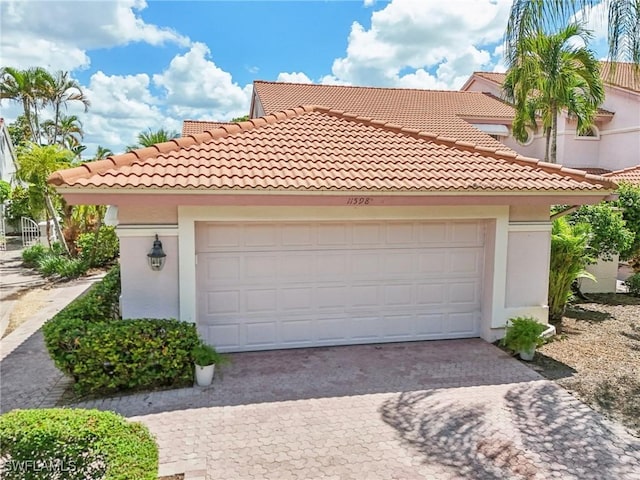 exterior space featuring a garage