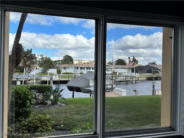 water view featuring a boat dock