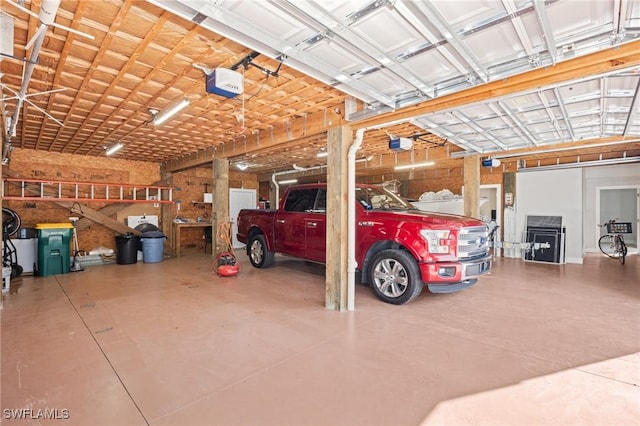 garage with a garage door opener