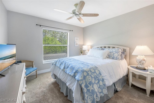 bedroom featuring carpet and ceiling fan