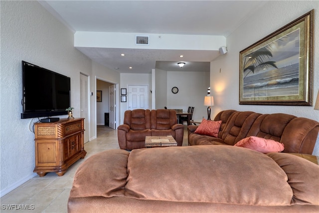 view of tiled living room