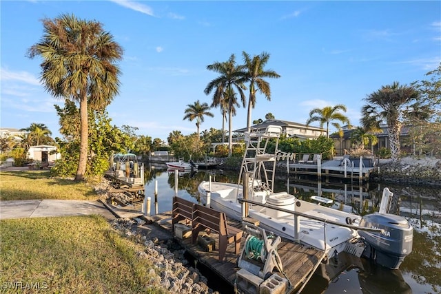 dock area featuring a water view