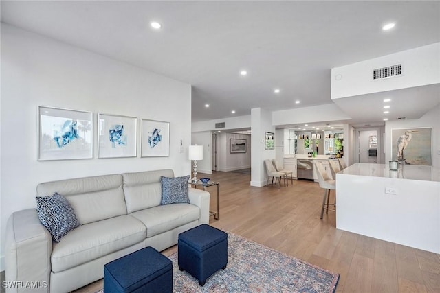 living room featuring light hardwood / wood-style flooring