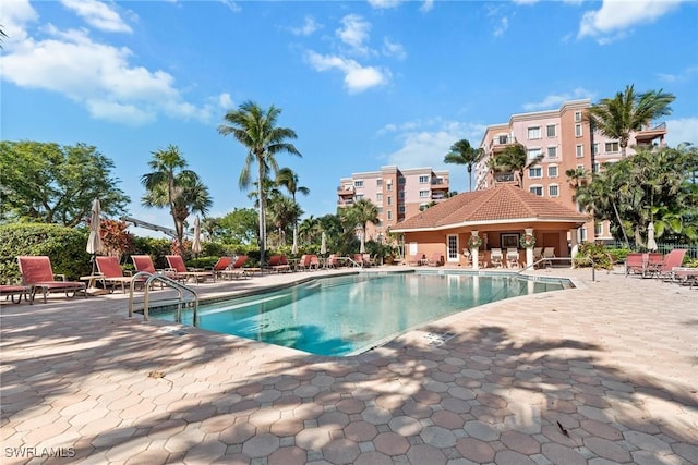 view of pool featuring a patio