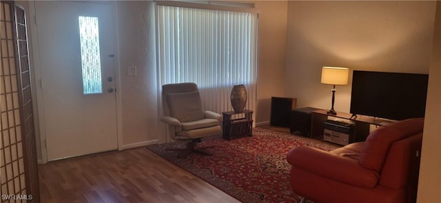 living room with hardwood / wood-style flooring