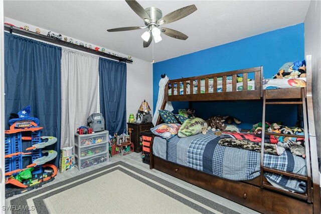 bedroom with carpet and ceiling fan