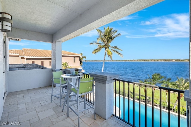 balcony with a water view