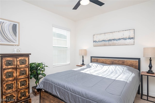 bedroom with carpet flooring and ceiling fan