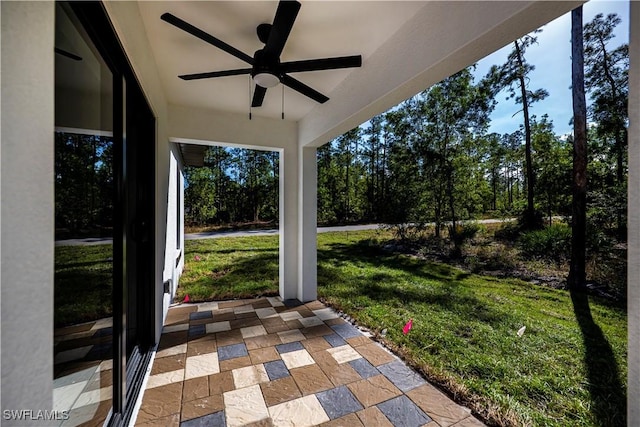 view of patio with ceiling fan