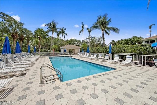 view of pool featuring a patio