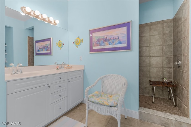 bathroom featuring vanity and tile patterned floors