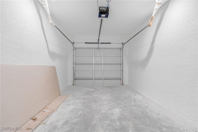 garage with a garage door opener