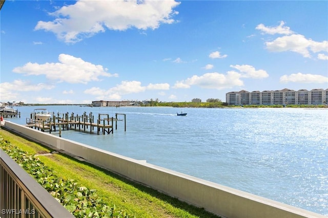 view of dock featuring a water view