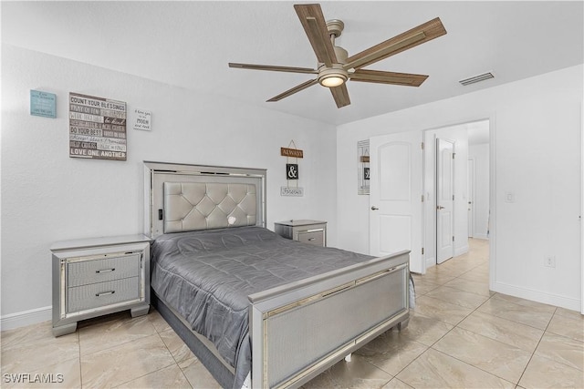 bedroom featuring ceiling fan