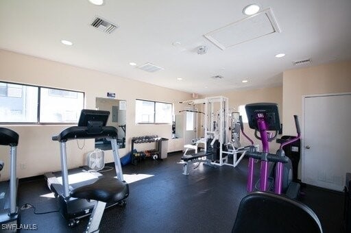 workout area featuring a healthy amount of sunlight