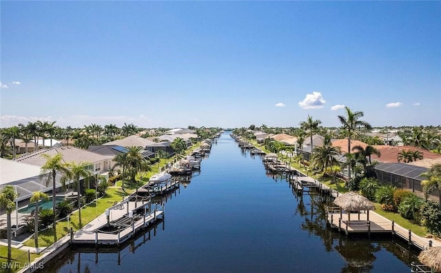 property view of water featuring a dock