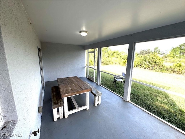 view of unfurnished sunroom