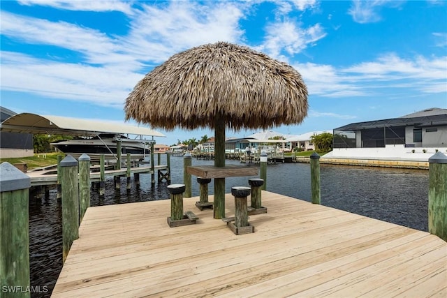 dock area featuring a water view