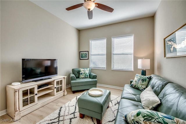 living room featuring light wood-type flooring