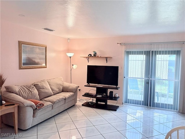 view of tiled living room