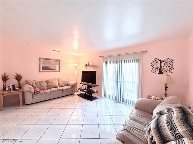 view of tiled living room