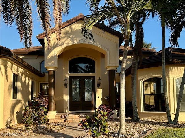 view of exterior entry with french doors