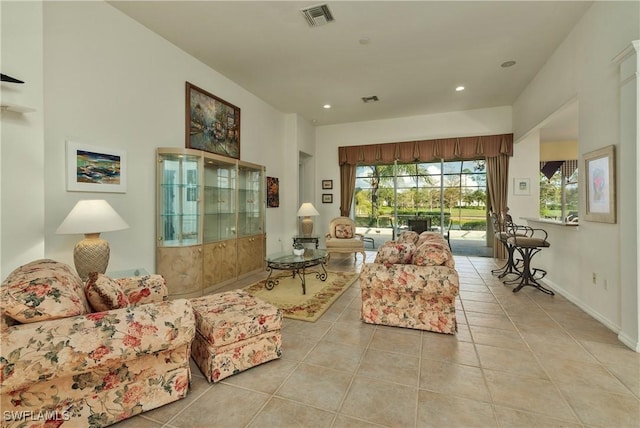 view of tiled living room