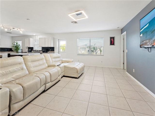 view of tiled living room