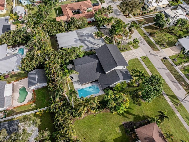 aerial view with a residential view