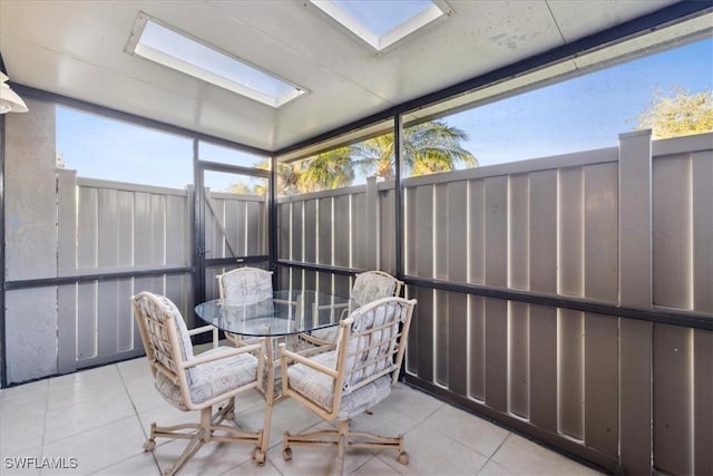 sunroom with a skylight