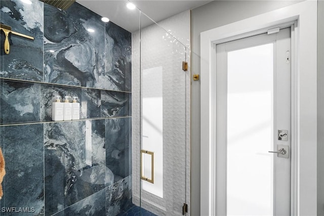 bathroom featuring walk in shower