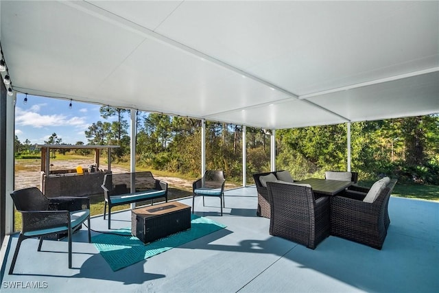 view of patio / terrace with outdoor lounge area and outdoor dining space