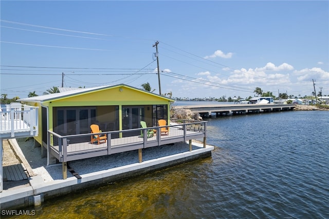 view of dock featuring a water view