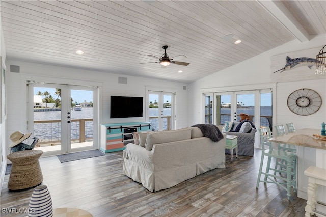 living room with a wealth of natural light and french doors